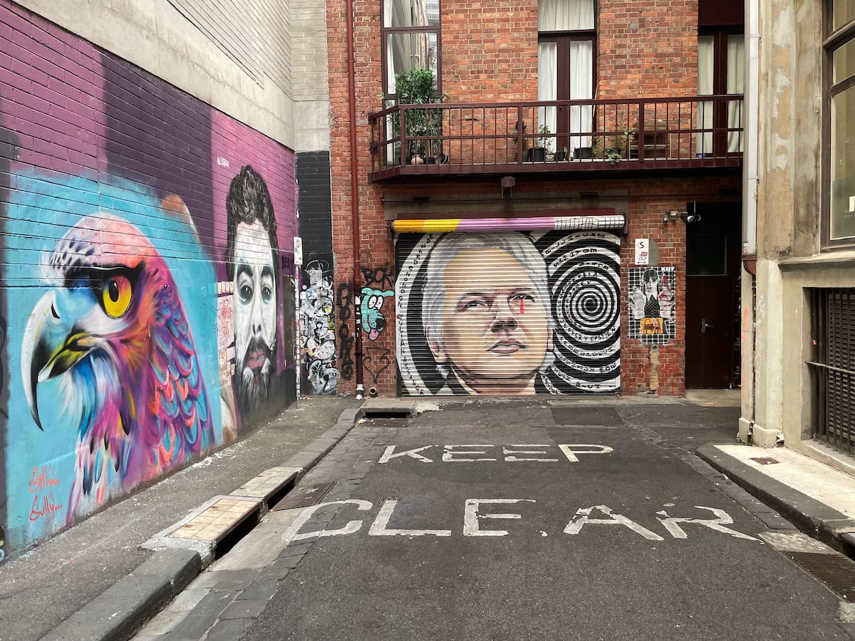 Julian Assange Keep Clear Street Art Melbourne