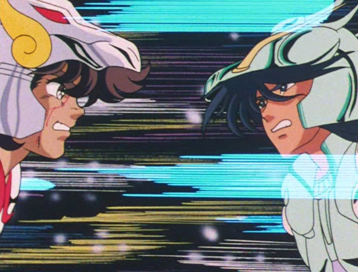 Pegasus Seiya fighting Dragron Shiryu