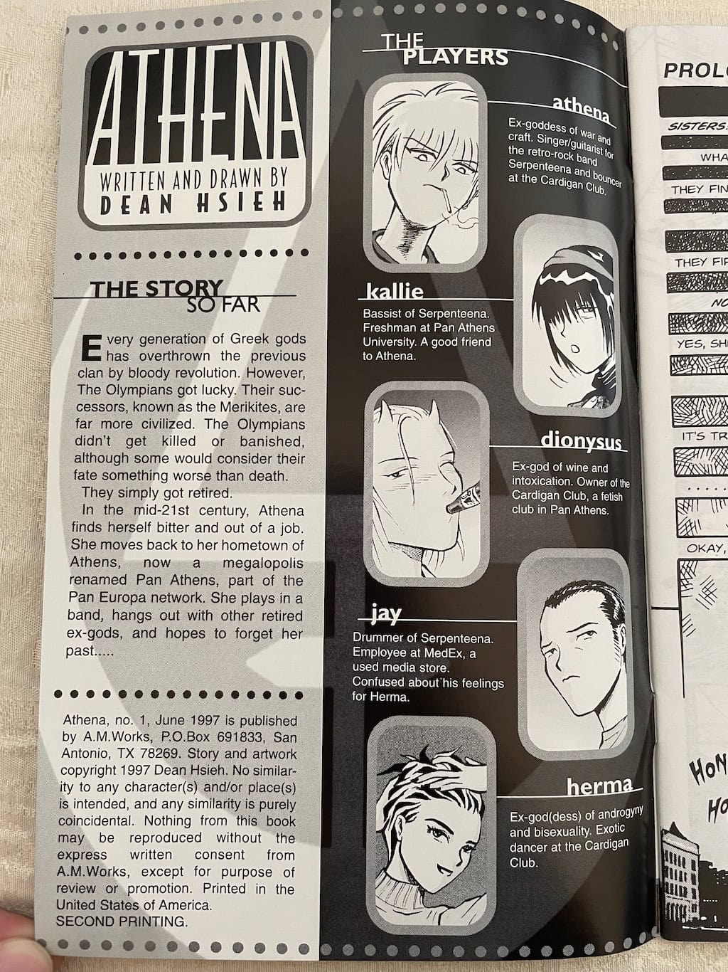 ATHENA Dean Hsieh Comic Page The Story The Players Athena Kallie Dionysus Jay Herma