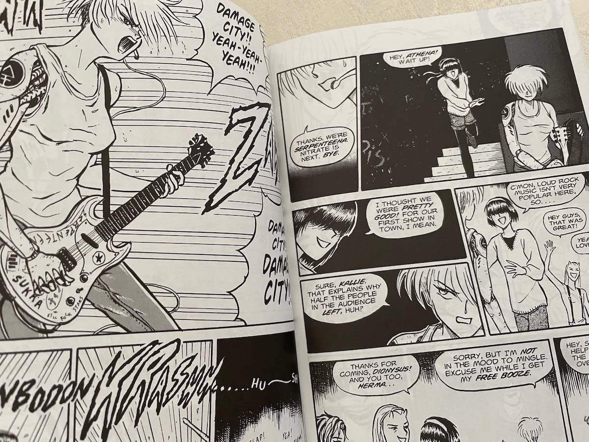 Athena 1 Dean Hsieh Comic Scene Athena playing in Rock Band Serpenteena
