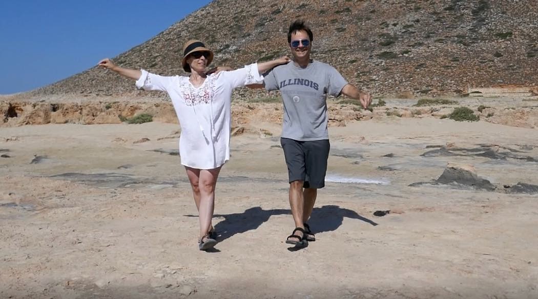 Maria Karamitsos Zorba Greek dancing at Stavros Beach Crete
