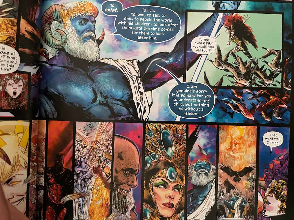 Zeus Explaining Reason to Exist in Wonder Woman Historia The Amazons