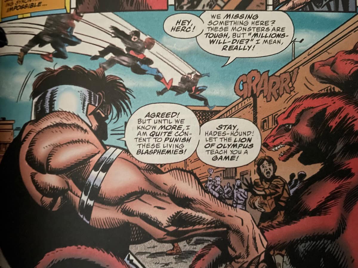 Hercules Lion of Olympus battles Hades Hound