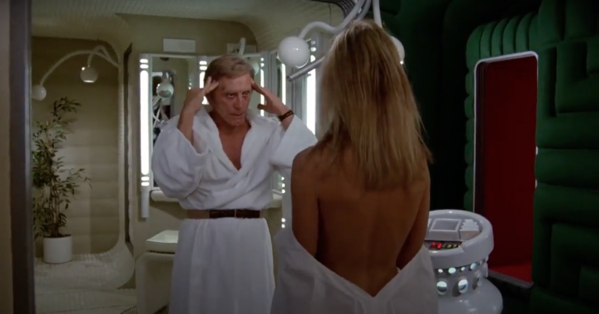 Saturn 3 Kirk Douglas Adam looking at Alex