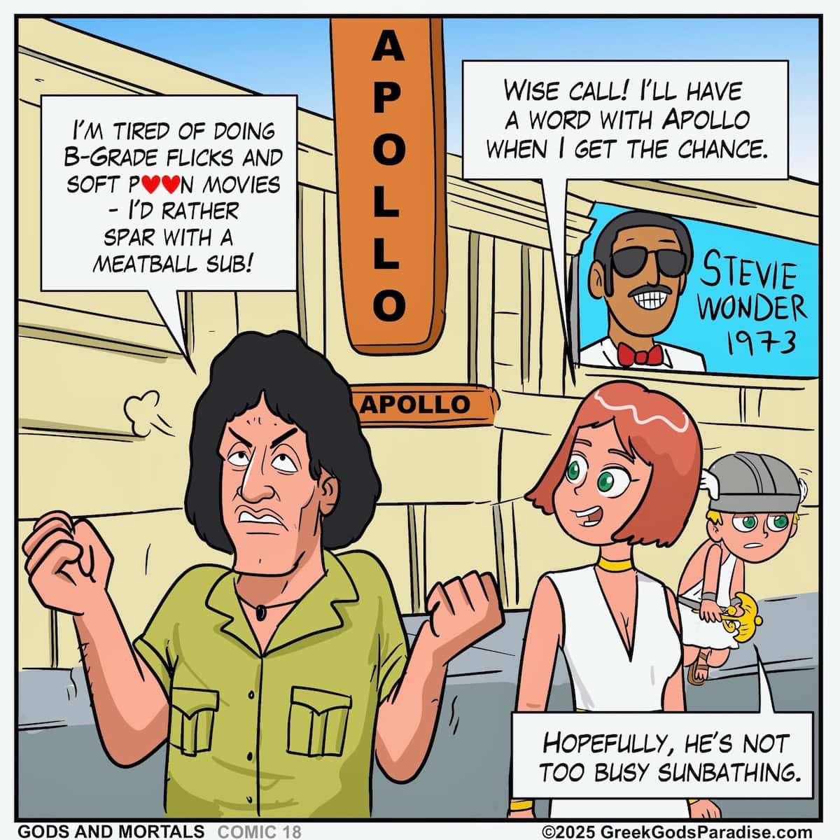 Sylvester Stallone Olympian Gods Comic Scene
