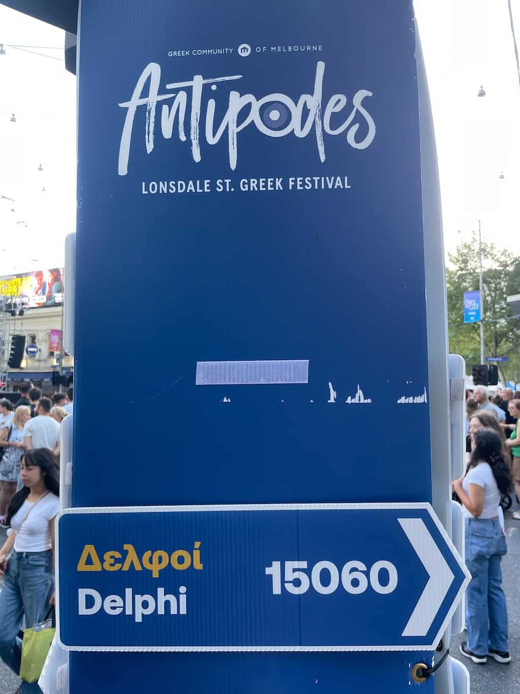 Antipodes Festival Lonsdale Street Greek Festival Sign