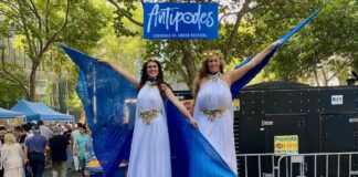Antipodes Festival Stilt Entertainers blue white Highlights