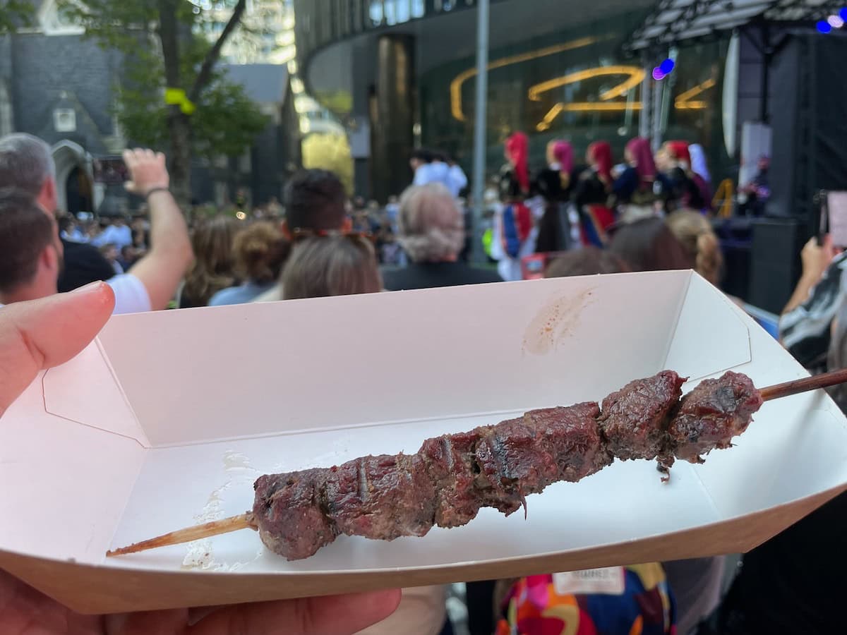 Antipodes Festival lamb souvlaki skewer