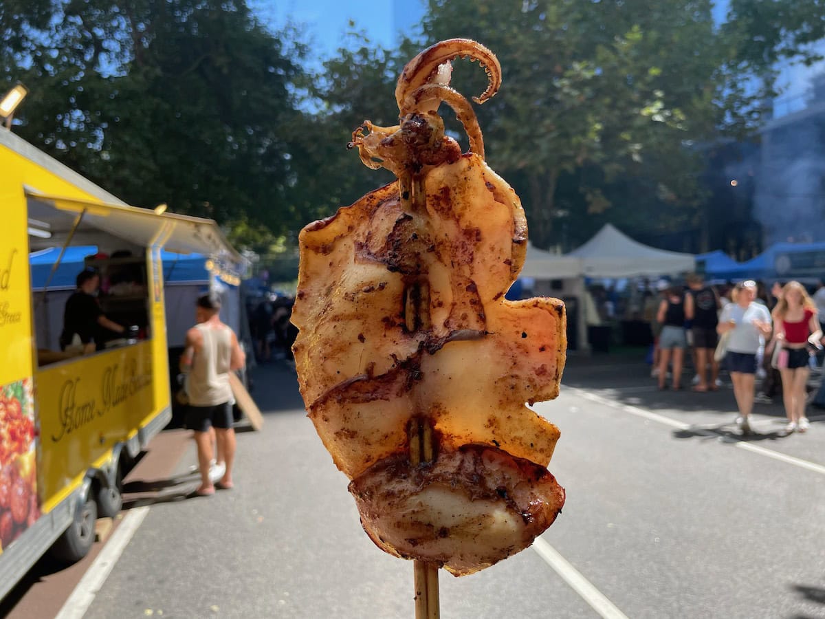 Antipodes Festival squid on a stick