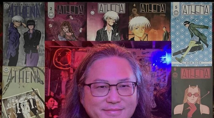 Dean Hsieh surrounded by Athena Manga Series