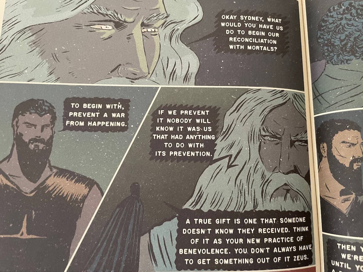 Zeus thinking of reconciliation with Mortals