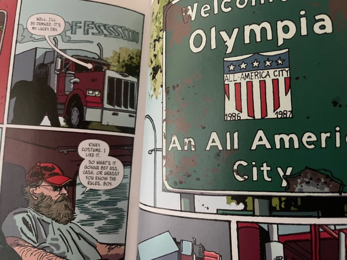 Comic Olympia American City Entrance Truck Scene