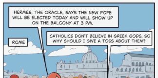 Greek Gods Visit Rome Catholic Pope Election Comic Panel