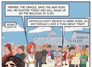 Greek Gods Visit Rome Catholic Pope Election Comic Panel