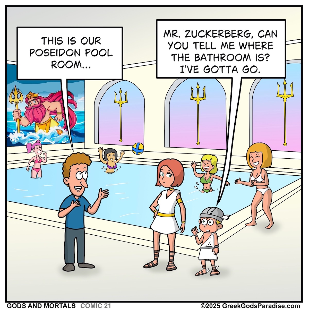 Mark Zuckerberg Facebook Meta God Poseidon Pool Room Tour Comic