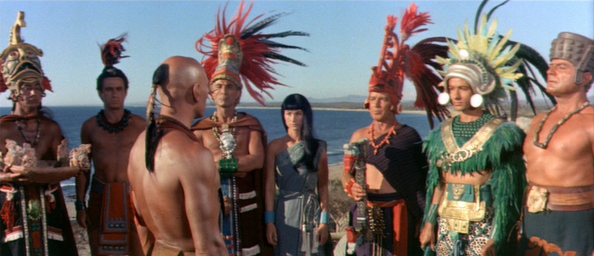 Chief Black Eagle at Temple Summit for Mayan Sacrifice