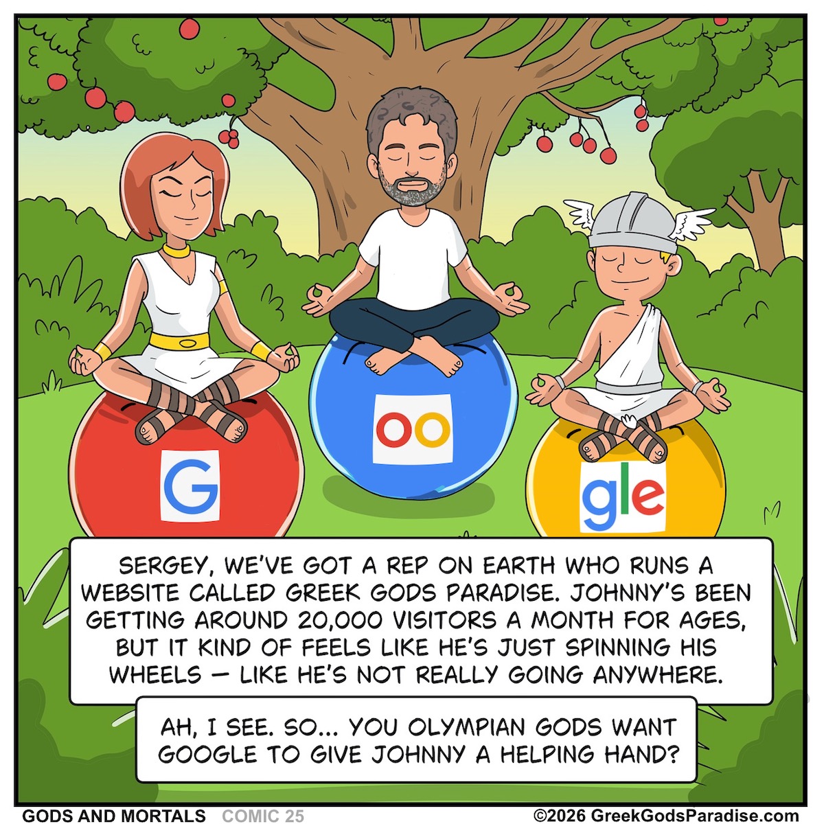 Google Comic Sergey Brin Greek Gods Discuss Google Business