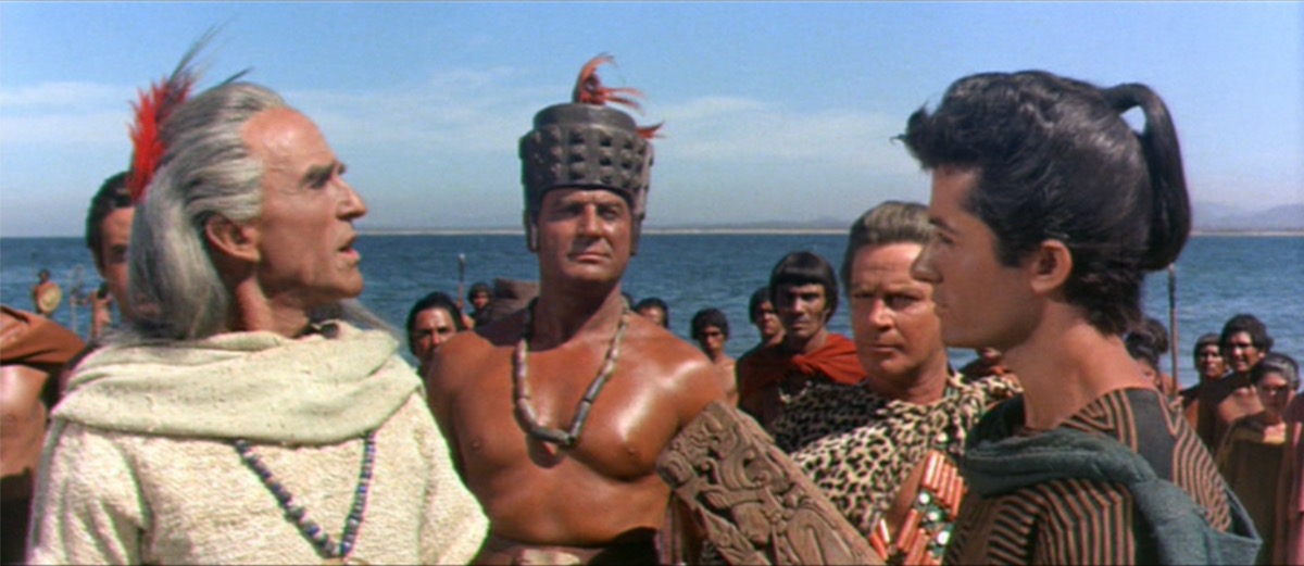 Maya King Balam speaking to Leader of Mayan Coast Tribe