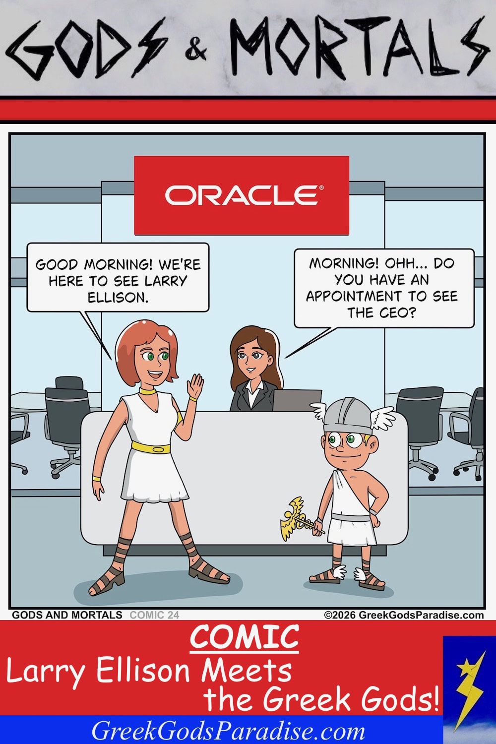 Oracle Comic Larry Ellison Meets the Greek Gods