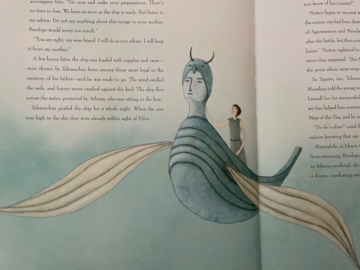 The Odyssey Manuela Adreani illustration Telemachus sailing to Pylos