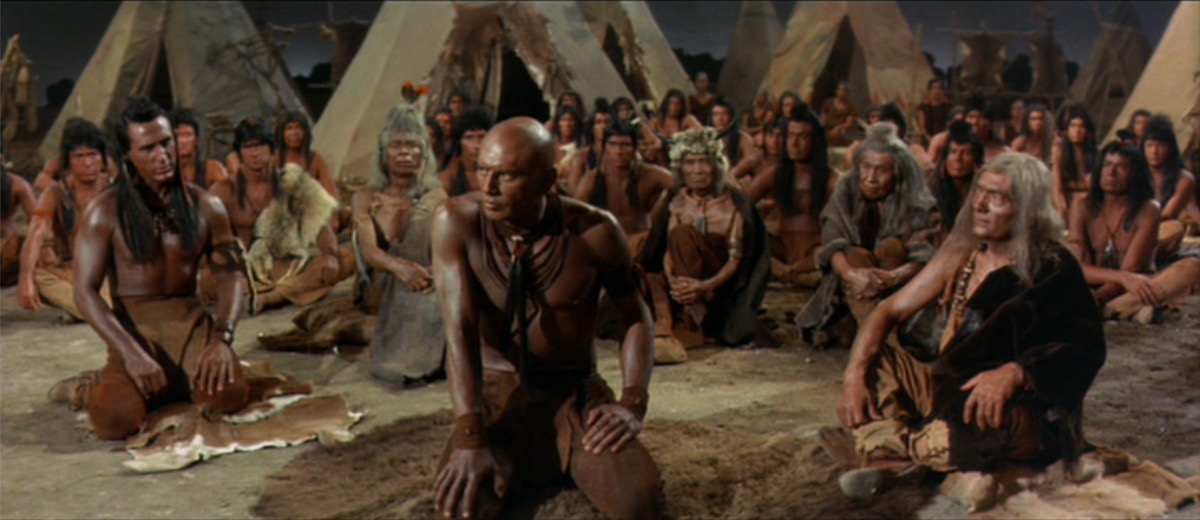 Yul Brynner Chief Black Eagle with Native American Tribe