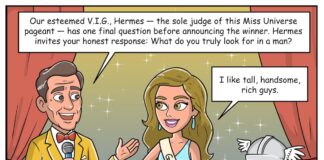 Miss Greece Comic Miss Universe Contest Question Scene
