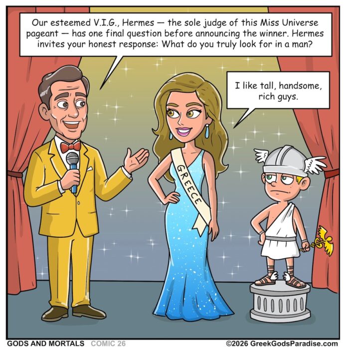 Miss Greece Comic Miss Universe Contest Question Scene