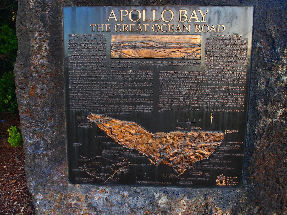 Apollo Bay Great Ocean Road Stone Plaque
