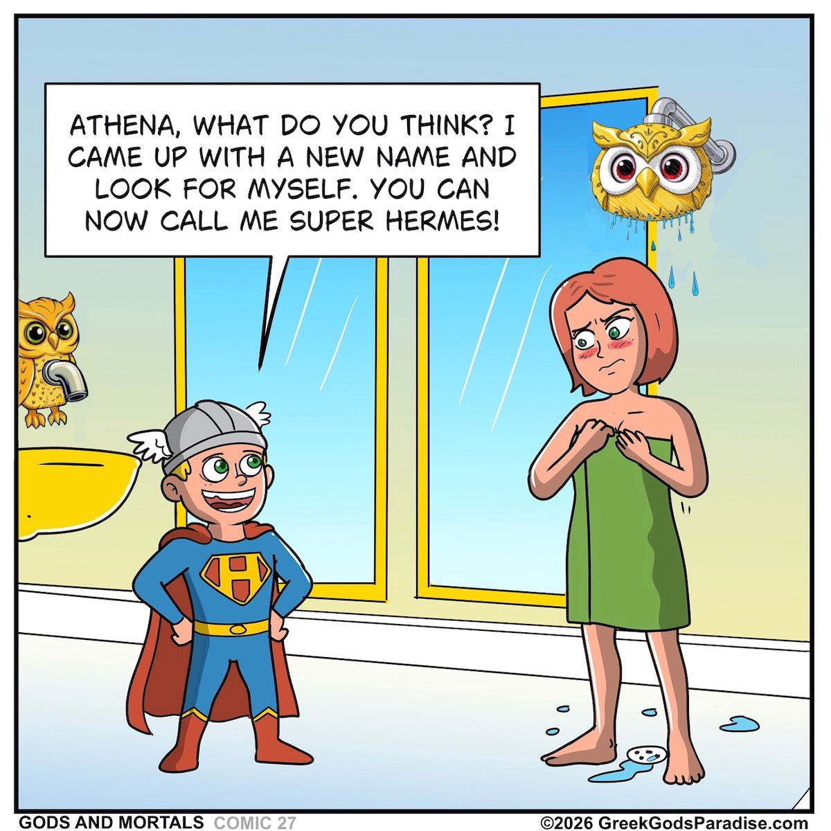 Superman Comic inspires Hermes God of Travel Angers Athena Goddess of Wisdom