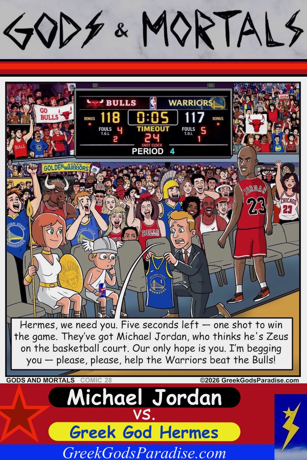 Michael Jordan Comic Chicago Bulls vs Greek God Hermes