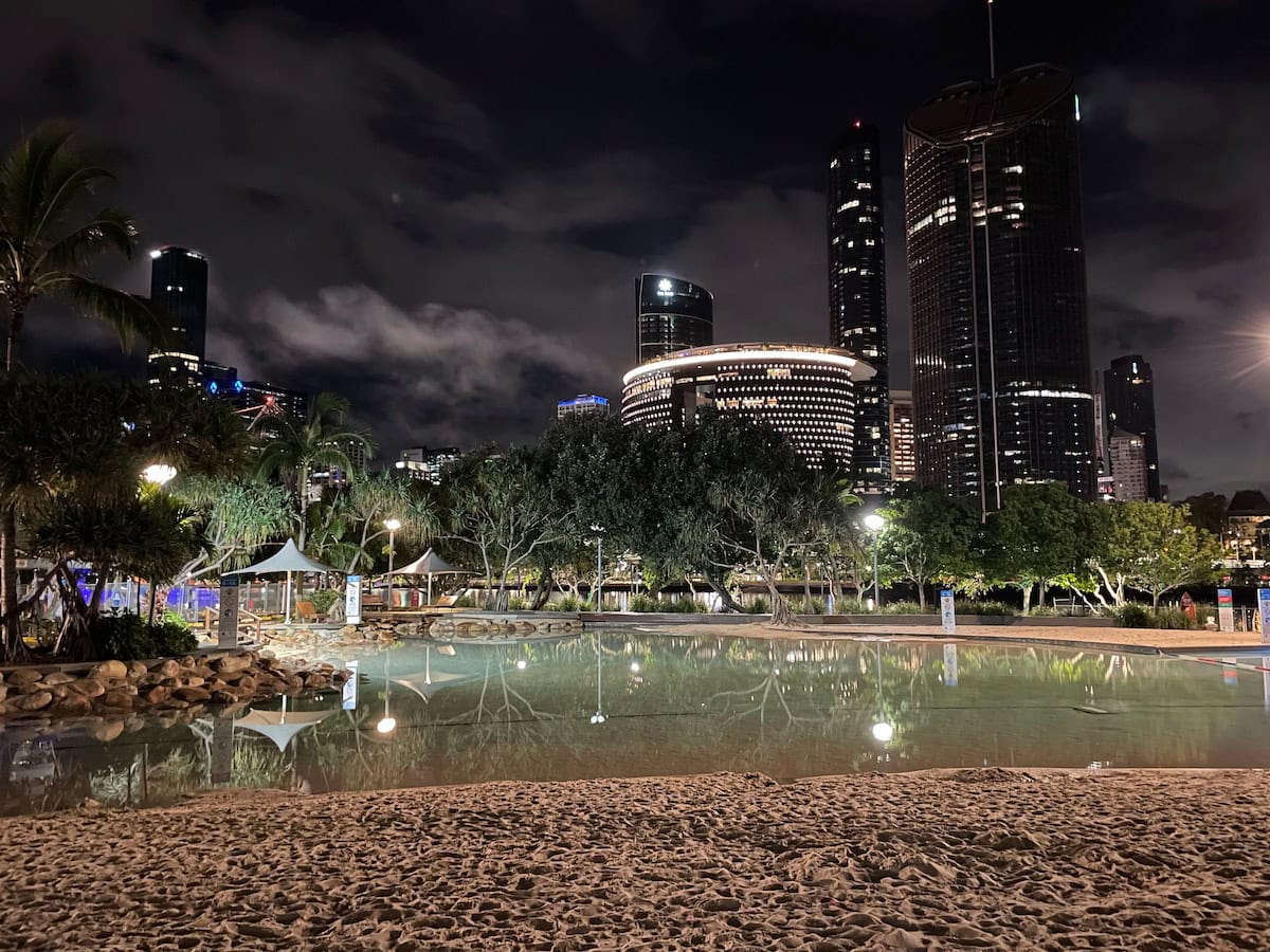 South Bank Pool Lagoon Night Scene Brisbane