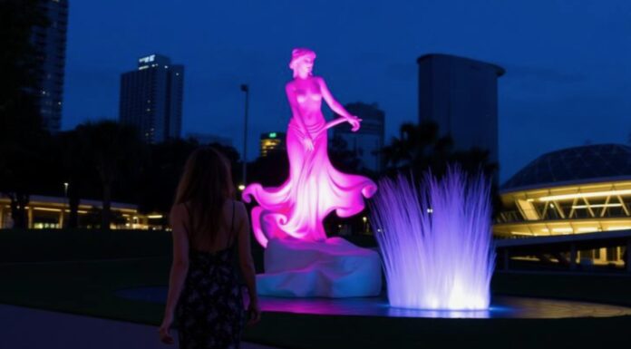 VENUS RISING Sculpture in Brisbane: Greek Goddess Aphrodite at Kangaroo Point Venus Rising Brisbane Queensland