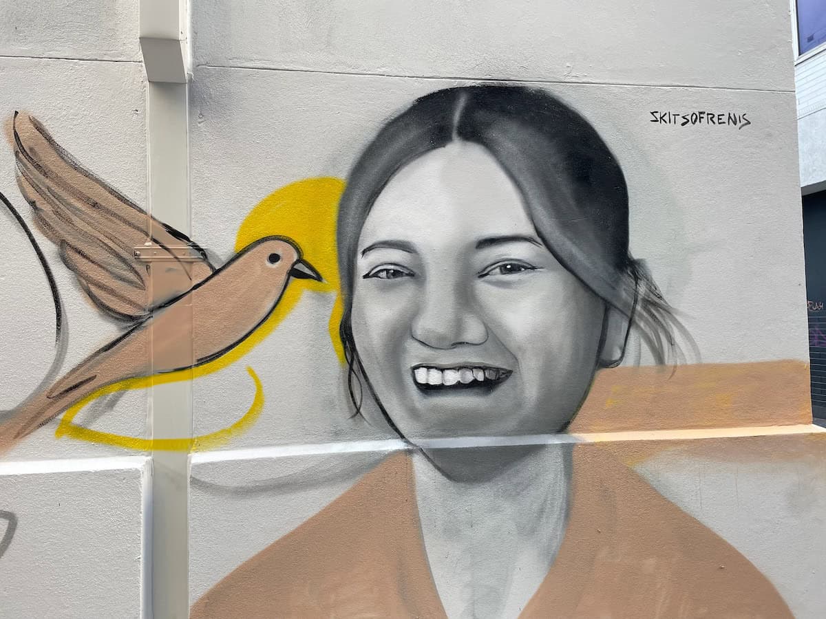 Skitsofrenis Street Mural Asian Girl Bird