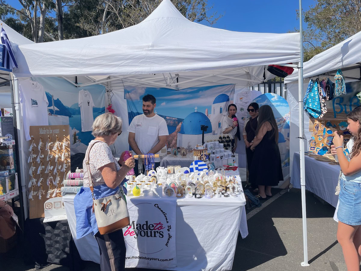 Lets Go Greek Festival Parramatta Interview inside Stall Tent