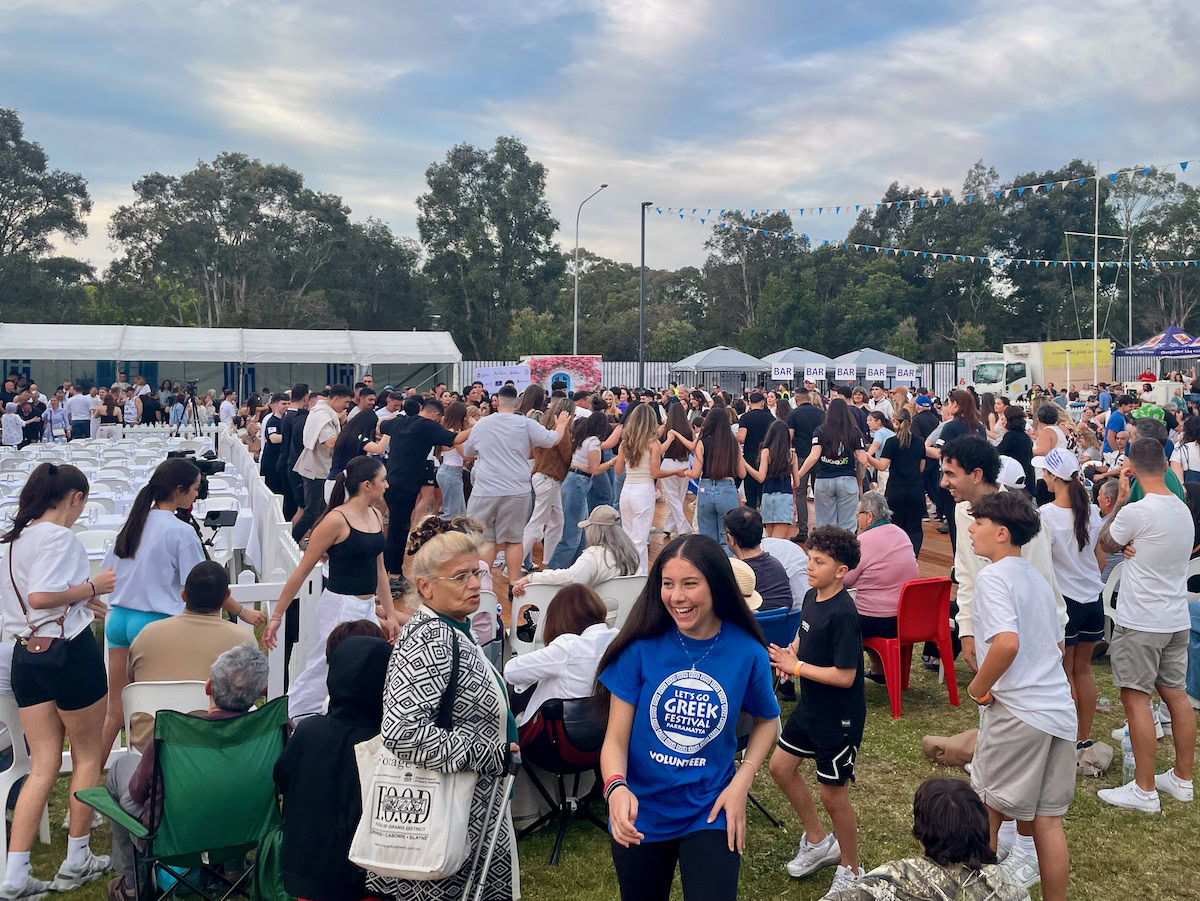 Lets Go Greek Festival Parramatta Volunteer Dance Crowd