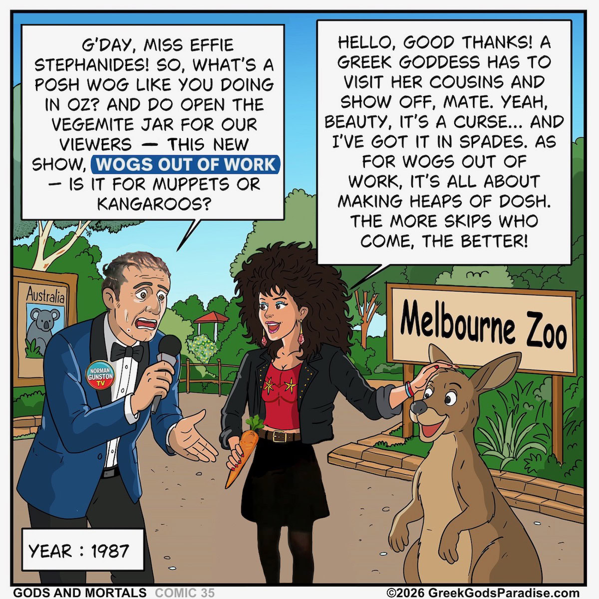 Norman Gunston Interview Effie Stephanides Comic Panel