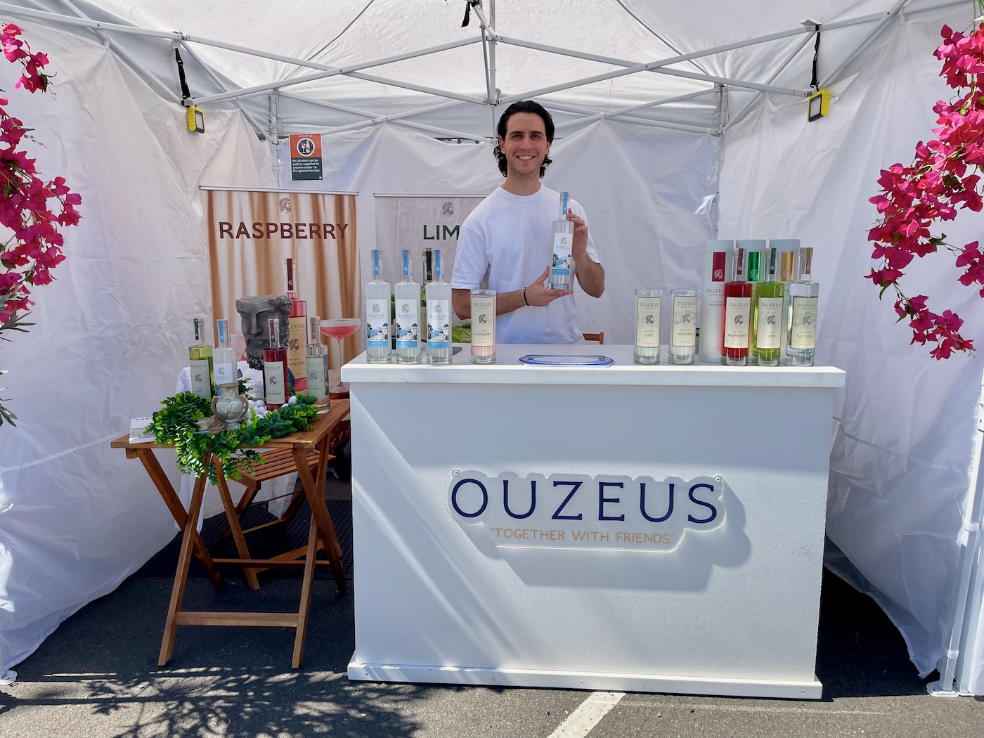 Patrick Vlangos Ouzeus Ouzo Bottle Display Greek Festival