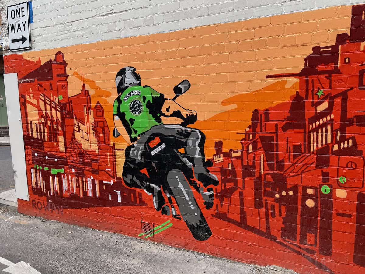 Motorbike Rider Mural Newtown Sydney