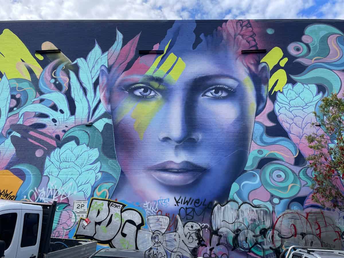 Newtown Mural Blue Face Wilson Street Car Park